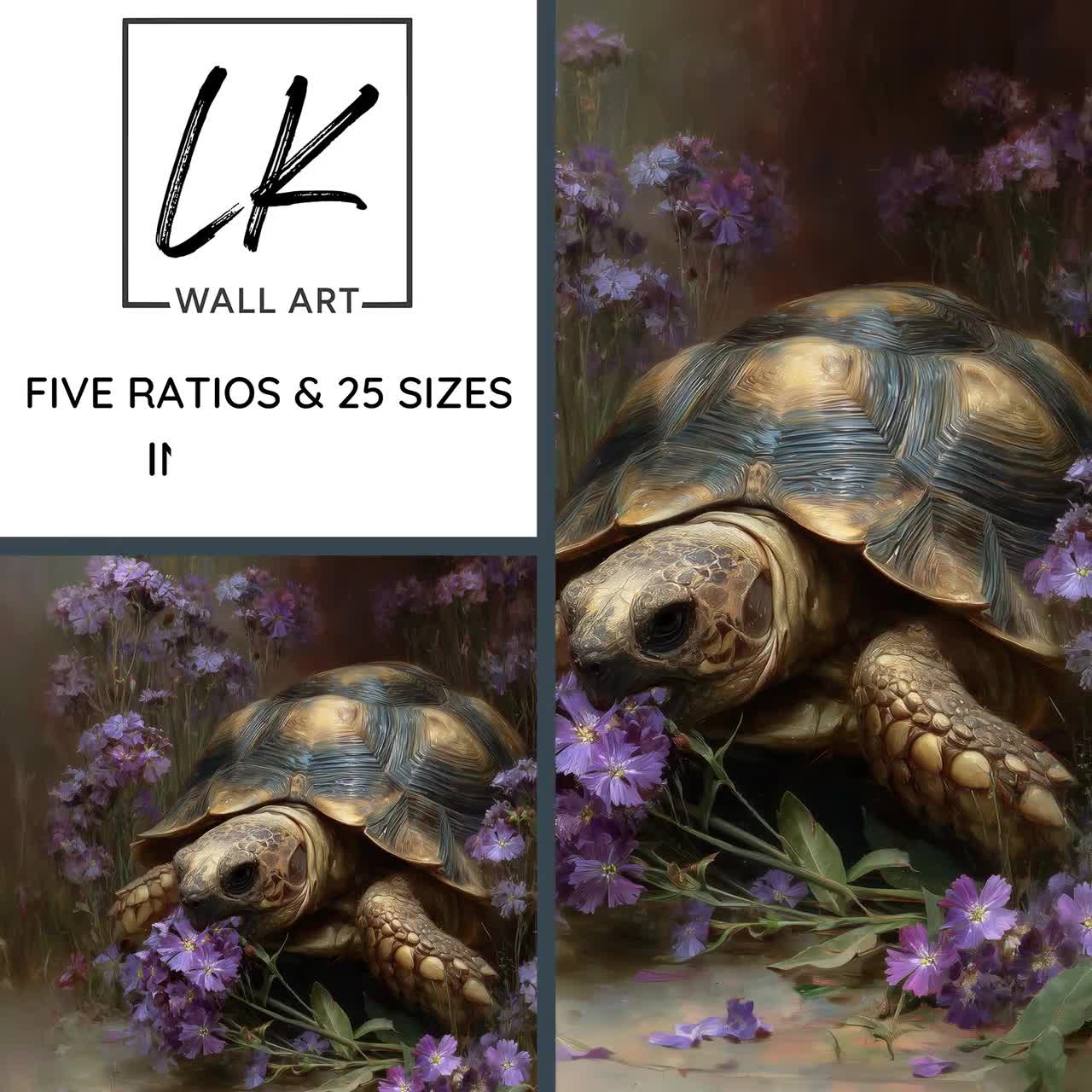 Tortoise and Sweet William Print – Vintage Botanical Wall Art